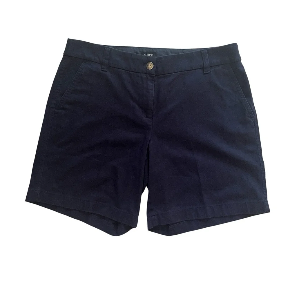J.Crew Women's Size 8 Navy Blue Chino Short 100% Cotton Exterior Preppy Classic